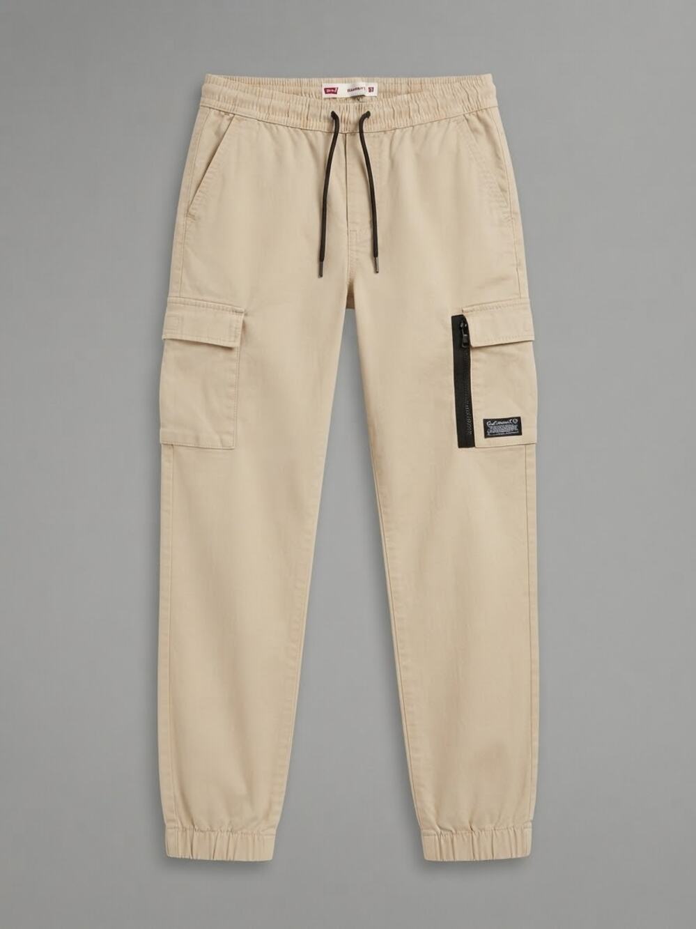 Levis Boys Cargo Jogger Pants Size M 10-12 Relaxed Fit Tan Khaki Stretch Outdoor